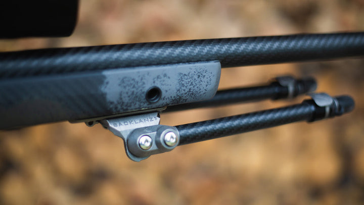Backlanz Carbon Bipod - Notched w/Universal Mounting Bracket