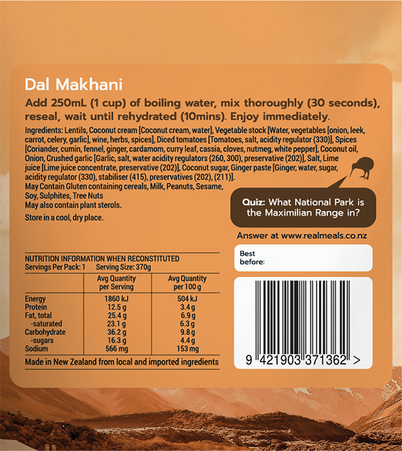 Real Meals DINNER Dal Maklhani