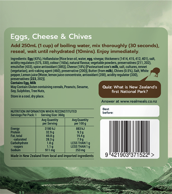 Real Meals B/FAST Eggs, Cheese & Chives